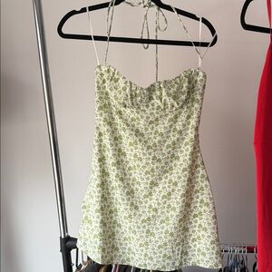 Princess Polly White and Green Floral Mini Dress
